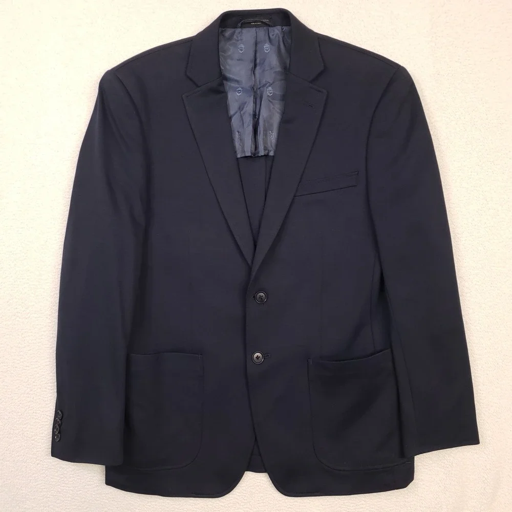 John Varvatos Sport Coat Mens 38S Navy Blue Cotton Blend Partially Lined Blazer